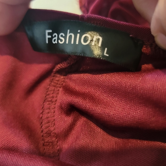 Fashion rushed bodycon red dress with blouson sleeves  squared neck size Large - Picture 10 of 13